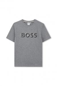 Хлопковая футболка Boss, серый