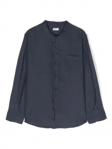 Льняная рубашка с воротником-стойкой Il Gufo, синий