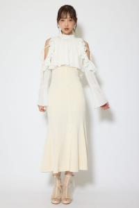 Платье-комбинезон с открытыми плечами и оборками, вязаное Rienda, цвет L/Yel1