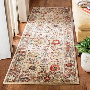 Ковер-дорожка SAFAVIEH, 77 x 244 см, Kashan Collection, бежевый и тауп, традиционный восточный дизайн, не линяет и прост в уходе, идеален для помещений с высокой проходимостью в гостиной, спальне (KSN303K)