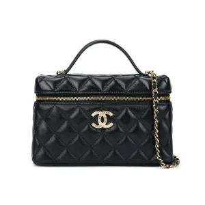 CHANEL Барабанная кожаная сумка через плечо, женская черная