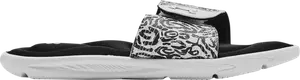 Сандалии Under Armour Wmns Ignite 4 Graphic Strap Slide Zebra, белый