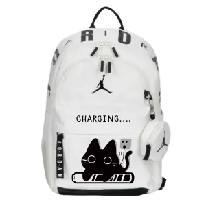 Jordan Полиэстеровый рюкзак обычный унисекс белый, Charging Cat