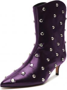 Женские уникальные ботильоны miss left с заклепками, круглым носком, низким каблуком-киссет, на платформе, слипоны, короткие ботинки, модные для вечеринки и повседневной носки, размеры 4-16 US, Purple