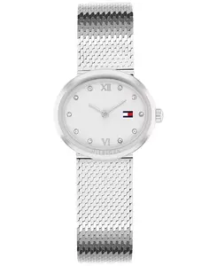 Женские кварцевые часы с сетчатым браслетом из нержавеющей стали серебристого тона, 25 мм Tommy Hilfiger, silver
