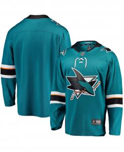 Фирменное мужское джерси san jose sharks breakaway home Fanatics, бирюзовый
