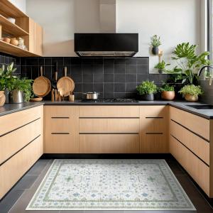 Ковёр Hazo Haus для кухни, 92х122 см, кремовый/зелёный