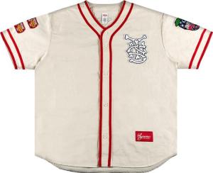Футболка Supreme Patches Denim Baseball Jersey 'Natural', загар