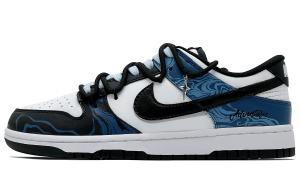 Nike Dunk устойчивые к истиранию низкие скейтерские кроссовки Unisex Black White Blue