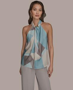 Женский топ с принтом и завязками на шее Donna Karan New York, Haze Multi