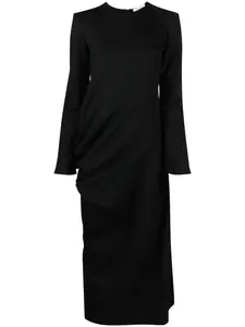 Платье-рубашка с длинными рукавами и сборками The Row, черный