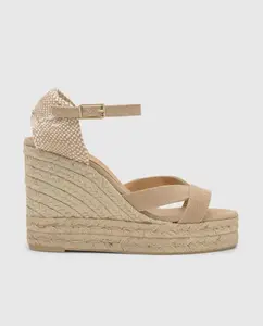 Женские босоножки на танкетке Bruna из стираного органического хлопка с застежкой-браслетом Castañer, бежевый