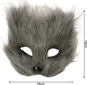 Подушка с мохнатой мордой лисы, на половину лица, реквизит для вечеринки в честь Хэллоуина, маскарадный костюм, Хэллоуин, косплей, танец, ужас, головной убор животного Stuttg