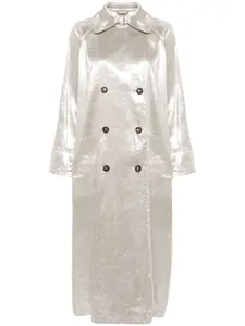 Тренч с эффектом металлик Brunello Cucinelli, серый