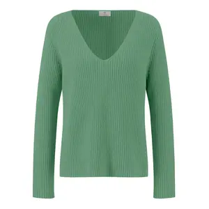 Свитер Fynch Hatton 24027124 v neck, зеленый