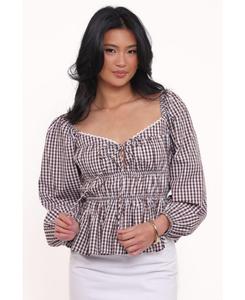 Женский топ Saphia Petal and Pup, Brown gingham