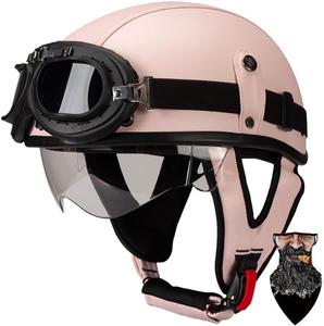Полушлем кожаный BFYLSQUE с маской, розовый