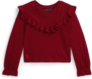 Топ из хлопка и модала с оборками Polo Ralph Lauren Kids, Holiday Red