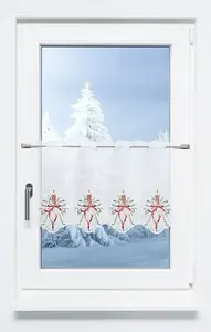 Занавеска для кафе из кружева Plauen - свеча с бантом (Ш x В) 97,2 см * 40 см, красная/разноцветная Plauener Spitze