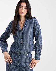 Рубашка джинсовая Native Youth в жаккардовую полоску синего цвета