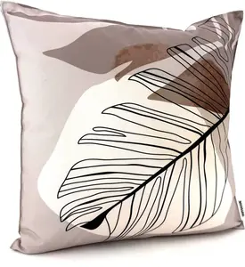 Декоративная подушка Heimtexland для улицы 45x45 с наполнителем Garden Lounge. Водоотталкивающая, водостойкая, устойчивая к погодным условиям, садовая подушка с принтом, тип 906 Лист - коричневая. heimtexland