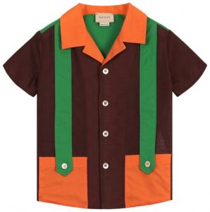 Рубашка Gucci с жаккардовым логотипом, коричневая