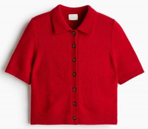 Кардиган H&M Short-Sleeved with Collar, красный