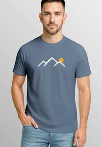 Футболка Neverless MIT MINIMALISTISCHEM BERGMOTIV OUTDOOR NATUR GRAFIK KURZARM, Denim Blue/Blue