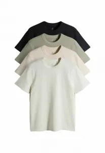 Комплект из 4 базовых футболок стандартного кроя с круглым вырезом и вафельной текстурой. The Set, Charcoal Grey