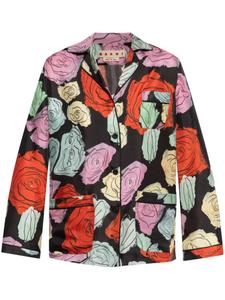 Рубашка Marni с цветочным мотивом, черный