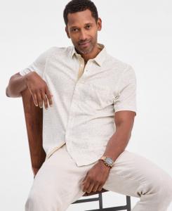 Мужская трикотажная рубашка из хлопка пима с коротким рукавом и принтом в виде медалей Club Room, Winter Ivory