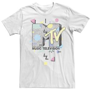 Мужская красочная футболка с логотипом MTV 90-х в художественном стиле Licensed Character, белый