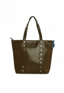 Большая мятая сумка для покупок с декоративными заклепками. Bagmori, Mink
