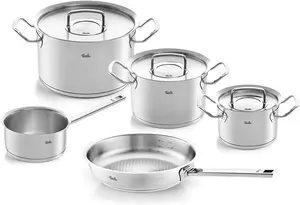 Набор посуды Fissler Original-Profi Collection с металлическими крышками, 8 предметов, серебряный