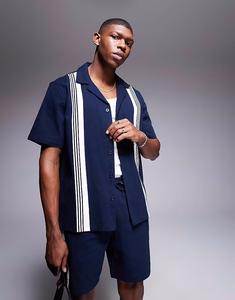 Рубашка с короткими рукавами и полосками Alma De Ace темно-синего цвета