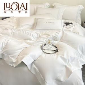 LUOLAI HOME Комплект постельного белья 4 предмета, простыня на резинке 180 см, пододеяльник 200x230 см