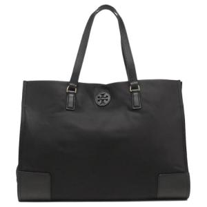 Сумка-шоппер Ella из кожи коровы с деталями, черная TORY BURCH