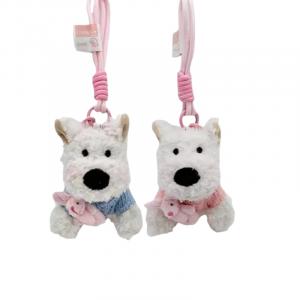 Вест хайленд раф паппи мультяшный щенок милый кролик плюшевая игрушка чарм куклы плюшевый кулон 12см высота CHUNTUSHU, розовый