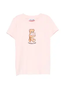 Футболка с мотивом мишки Moschino Kids, розовый