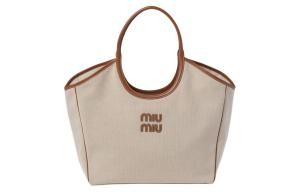 MIU MIU Женская холщовая сумка бежевая и коньячная