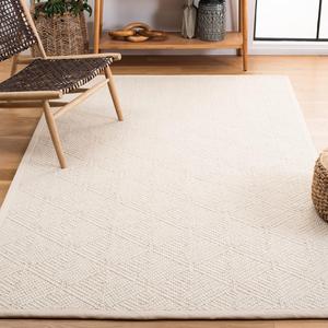 Ковер SAFAVIEH, 153 x 244 см, Natural Fiber Collection, Ivory, ручной работы из шерсти и джута, идеален для помещений с высокой проходимостью в гостиной, спальне (NF483A)