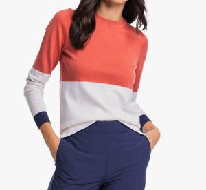 Пыльно-коралловый свитер с цветными блоками SOUTHERN TIDE