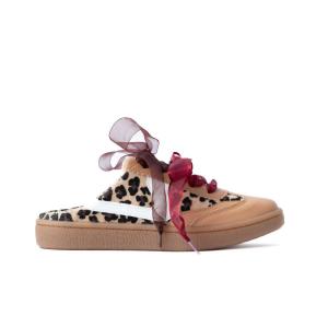 Azalea Женские слипоны на двойной шнуровке с открытой пяткой, леопардовый принт
