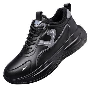 Kuding Скользоустойчивые легкие теплые повседневные ботинки мужские - черные с флисовой подкладкой, цвет Black Fleece-Lined