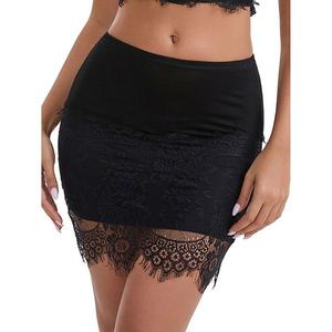 Женская антистатическая полу-юбка до колена с кружевным подолом Inspire Chic, Black