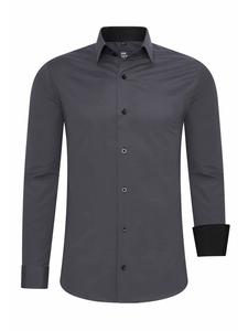 Рубашка делового покроя, облегающего кроя, из высококачественного хлопка-стрейч, антрацитового цвета Rusty Neal