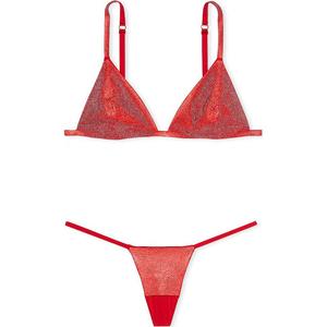 Victoria's Secret Очень сексуальный блестящий треугольный бралетт/комплект нижнего белья Big Show Collection, 24 шт, красный