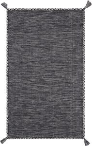 Ковер SAFAVIEH, 61 x 92 см, Montauk Collection, Grey & Black, ручной работы, плоское плетение из хлопка, с угловыми кистями, идеально для помещений с высокой проходимостью: прихожая, гостиная, спальня (MTK150F)