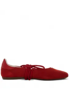 Замшевые балетки на шнуровке Patrizia Pepe, красный