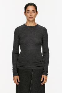 Топ с длинными рукавами из шерсти мериноса. Arket, серый